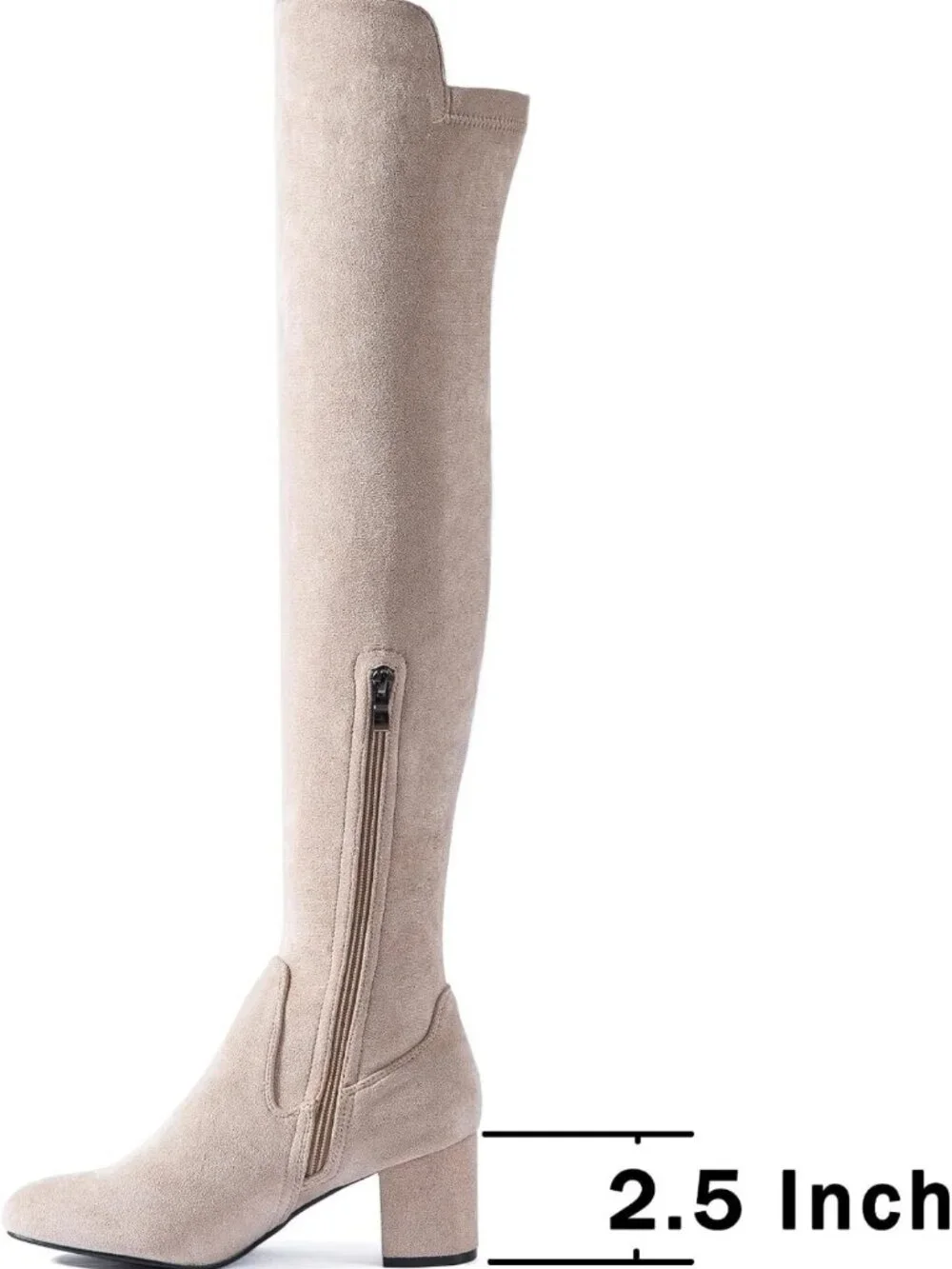Stylish Thigh High Suede Black Over the Knee Boots, Chunky 2